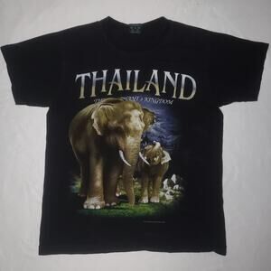 Vintage Thailand The Elephant’s Kingdom T Shirt Size M Double Sided AOP